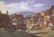 Achille-Etna Michallon Ruins of the Theater at Taormina (Sicily) (mk05) USA oil painting reproduction